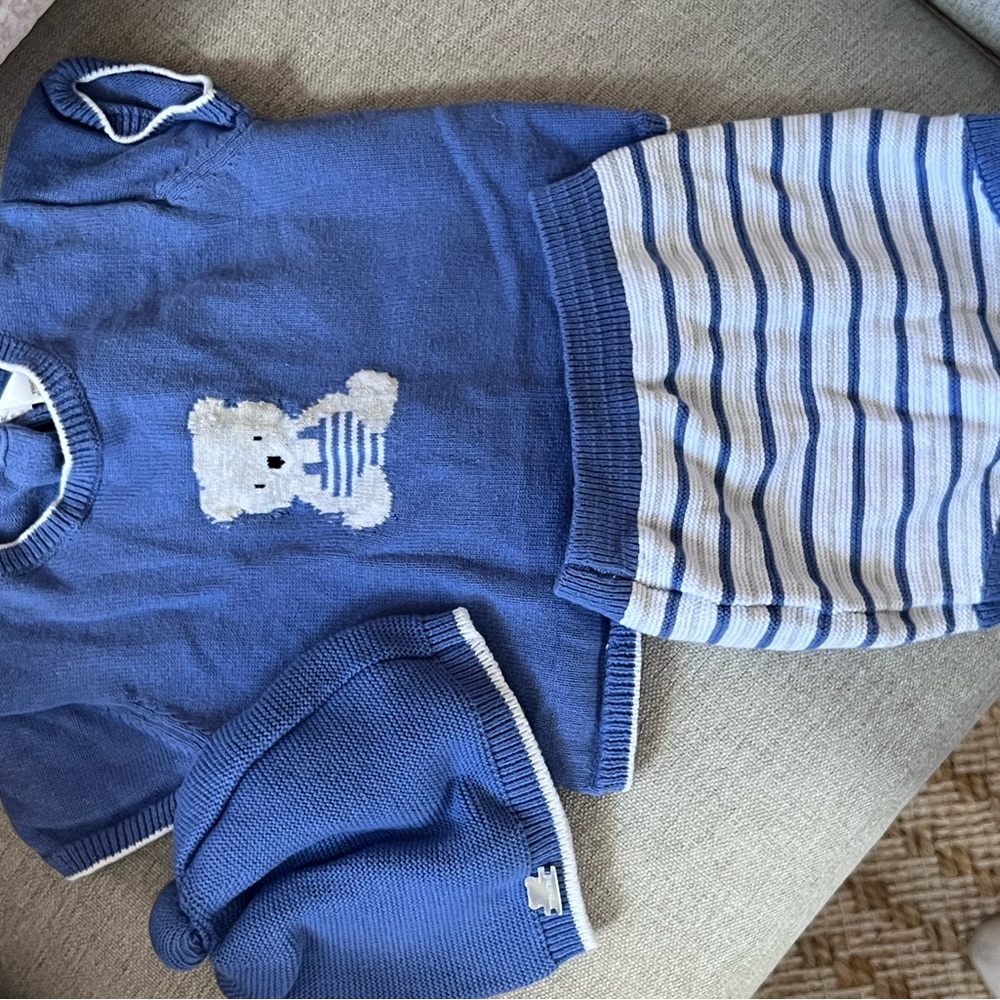 Mayoral Babt Bear Knit Baby Outfit with Hat